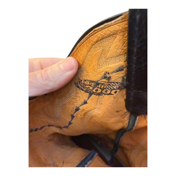 Lucchese 2000 Black Calfskin Cowboy Boot Men size 9.5 2E Wide - Picture 9 of 12